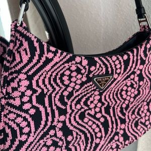 Prada Cleo Jacquard knit and leather bag